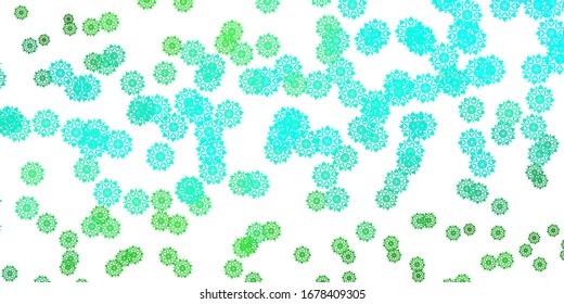 Light Green vector texture with bright snowflakes. Colorful abstract illustration with snowflakes. New year ad, booklets pattern.