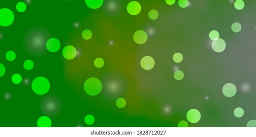 Light Green vector texture with circles, stars. Colorful disks, stars on simple gradient background. Pattern for wallpapers, curtains.