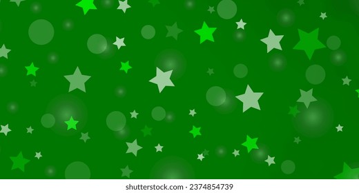 Light Green vector texture with circles, stars. Abstract illustration with colorful spots, stars. Pattern for design of fabric, wallpapers.
