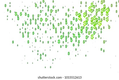 Light Green vector texture with colored dollar signs. Blurred design in simple style with symbols of dollars.