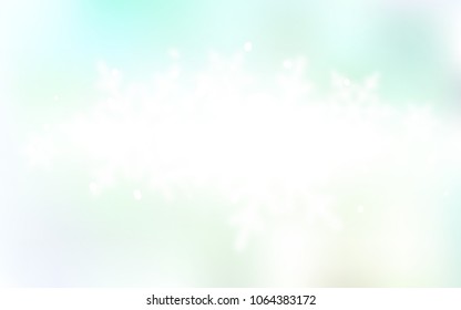 Light Green vector texture with colored snowflakes. Blurred decorative design in xmas style with snow. New year design for your business advert.