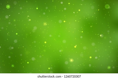 Light Green vector texture with colored snowflakes. Shining colored illustration with snow in christmas style. New year design for your ad, poster, banner. Light Green vector texture with colored snowflakes. Shining colored illustration with snow in christmas style. New year design for your ad, poster, banner.