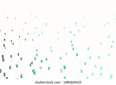 Light Green vector texture with colored currency signs. Colored symbols of currency on white background. Pattern for trader ads, booklets, leaflets.