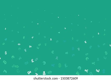 Light Green vector texture with colored currency signs. Colored symbols of currency on white background. Pattern for trader ads, booklets, leaflets.