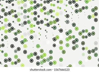 Light Green vector texture with colored snowflakes. Snow on blurred abstract background with gradient. The pattern can be used for new year ad, booklets.