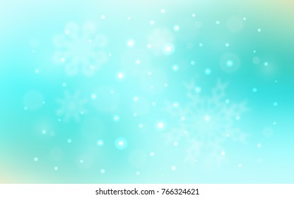 Light Green vector texture with colored snowflakes. Shining colored illustration with snow in christmas style. The pattern can be used for new year ad, booklets.