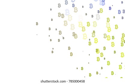 Light Green vector texture with colored Bitcoin signs. Shining colored illustration with Bitcoin signs, BTC. Smart design for your business advert of economic, wealth.