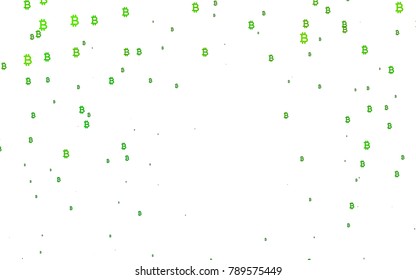 Light Green vector texture with colored Bitcoin signs. Colored symbols of cryptocurrency on white background. The pattern can be used as ads, poster, banner for payments.