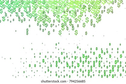 Light Green vector texture with colored dollar signs. Shining illustration with signs of dollars on abstract template. Smart design for your business advert of economic, wealth.