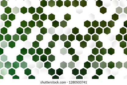 Light Green vector texture with colorful hexagons. Illustration of colored hexagons on white surface. New design for website's poster, banner.