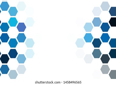 Light Green vector texture with colorful hexagons. Colorful hexagons on blur backdrop. Pattern for landing pages.