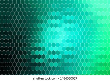 Light Green vector texture with colorful hexagons. Illustration of colored hexagons on blur surface. Pattern for ads, leaflets.