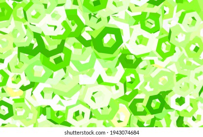 Textura vectorial verde claro con hexágonos coloridos. Diseño en estilo abstracto con hexágonos. Patrón para las páginas de aterrizaje.