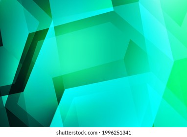 Textura vectorial verde claro con hexágonos coloridos. Hexagones coloridos sobre fondo borroso. Diseño para afiches y banners de sitios web.