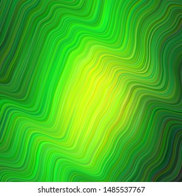 Light Green vector texture with curved lines. Glitter abstract illustration with wry lines. Abstract style for your business design.