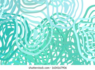 Light Green vector texture with curved lines. Glitter abstract illustration with wry lines. A completely new template for your design.