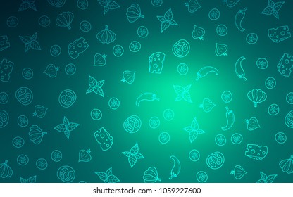 Light Green vector texture with delicious snacks. Glitter abstract sketch with gourmet food. Design for ad, poster, banner of cafes or restaurants.