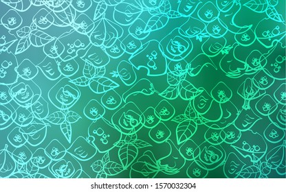 Light Green vector texture with delicious snacks. Beautiful colored illustration with food in doodle style. Template for meal cooking in kitchen.