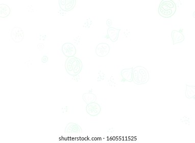 Light Green vector texture with delicious snacks. Glitter abstract sketch with gourmet food. Doodle design for your business advert of cafes.