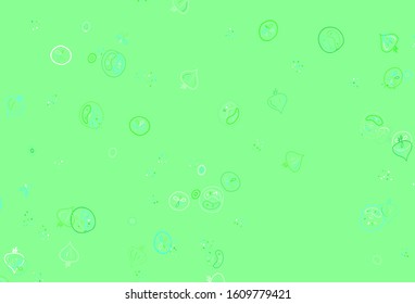Light Green vector texture with delicious snacks. Abstract background with colorful Fast Food illustrations. Pattern for menu of cafes, bars, restaurants.