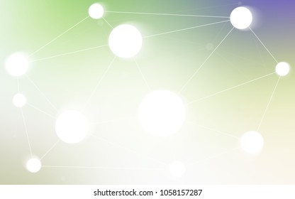 Light Green vector texture with disks, lines. Glitter abstract illustration with connection of triangle structure. Pattern can be used for ads, leaflets.