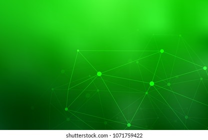 Light Green vector texture with disks, lines. Decorative design in abstract style with triangle structure. Pattern can be used for futuristic ad, booklets.