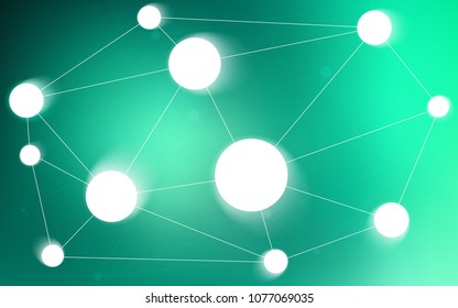 Light Green vector texture with disks, lines. Glitter abstract illustration with connection of triangle structure. Beautiful design for your business advert.