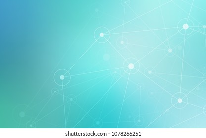 Light Green vector texture with disks, lines. Glitter abstract illustration with connection of triangle structure. Pattern can be used for ads, leaflets.