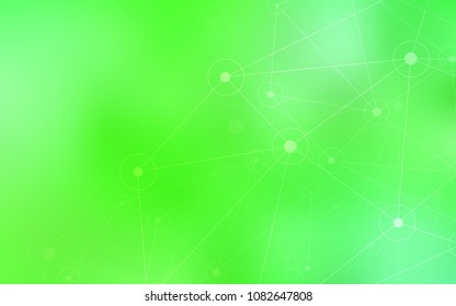 Light Green vector texture with disks, lines. Design with connection of dots and lines on colorful background. New design for ad, poster, banner of your website.