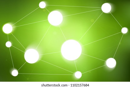 Light Green vector texture with disks, lines. Glitter abstract illustration with connection of triangle structure. Completely new template for your brand book.
