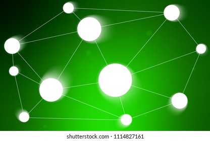 Light Green vector texture with disks, lines. Design with connection of dots and lines on colorful background. Completely new template for your brand book.