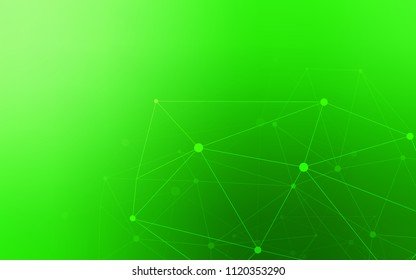 Light Green vector texture with disks, lines. Glitter abstract illustration with connection of triangle structure. Pattern can be used for futuristic ad, booklets.