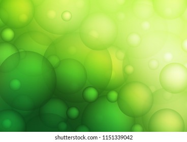Light Green vector texture with disks. Abstract illustration with colored bubbles in nature style. Completely new template for your brand book.