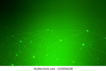 Light Green vector texture with disks, lines. Glitter abstract illustration with connection of triangle structure. Pattern can be used for ads, leaflets.