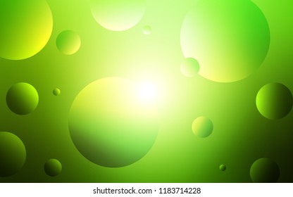 Light Green vector texture with disks. Blurred bubbles on abstract background with colorful gradient. Pattern can be used for ads, leaflets.