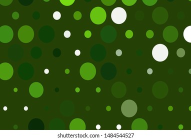 Light Green vector texture with disks. Beautiful colored illustration with blurred circles in nature style. Design for posters, banners.