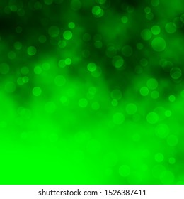 Light Green vector texture with disks. Glitter abstract illustration with colorful drops. New template for a brand book.