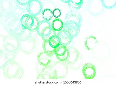 Light Green vector texture with disks. Glitter abstract illustration with blurred drops of rain. Design for poster, banner of websites.