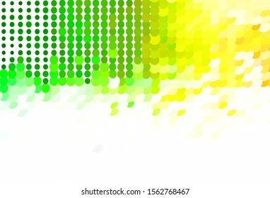Light Green vector texture with disks. Blurred decorative design in abstract style with bubbles. Pattern for ads, leaflets.