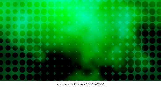 Light Green vector texture with disks. Illustration with set of shining colorful abstract spheres. Design for posters, banners.