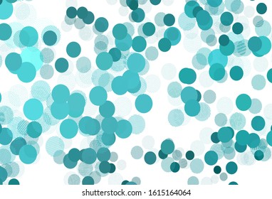 Light Green vector texture with disks. Glitter abstract illustration with blurred drops of rain. Pattern for textures of wallpapers.