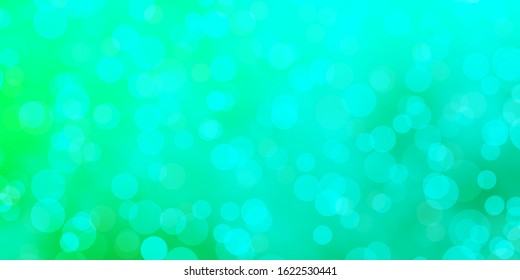 Light Green vector texture with disks. Illustration with set of shining colorful abstract spheres. Pattern for booklets, leaflets.