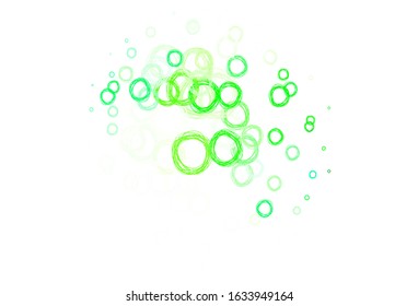 Light Green vector texture with disks. Abstract illustration with colored bubbles in nature style. Pattern for futuristic ad, booklets.
