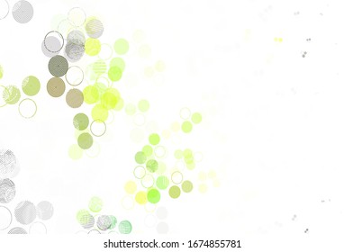 Textura vectorial verde claro con discos. Ilustración abstracta brillante con gotas borrosas de lluvia. Patrón para sitios web hermosos.