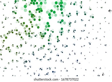 Light Green vector texture with disks. Glitter abstract illustration with blurred drops of rain. New template for your brand book.
