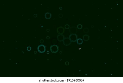 Textura vectorial verde claro con discos. Hermosa ilustración de color con círculos borrosos en estilo natural. Diseño para afiches, banner de sitios web.
