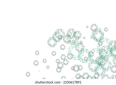 Light Green vector texture with disks. Illustration with set of shining colorful abstract circles. Pattern of water, rain drops.