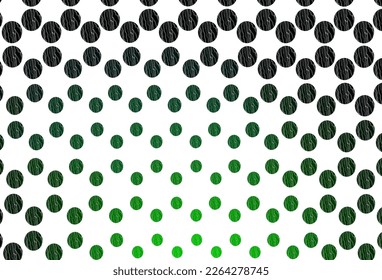 Textura vectorial verde claro con discos. Hermosa ilustración de color con círculos borrosos en estilo natural. Diseño para anuncios comerciales.