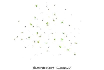 Light Green vector texture with financial symbols. Shining colored illustration with EUR, USD, JPY signs. The pattern can be used as ads, poster, banner for payments.