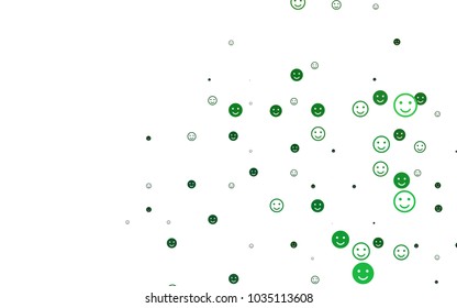 Light Green vector texture with happy smiles. Decorative shining illustration with smiles on white template. Pattern for parties, gifts, congratulations.